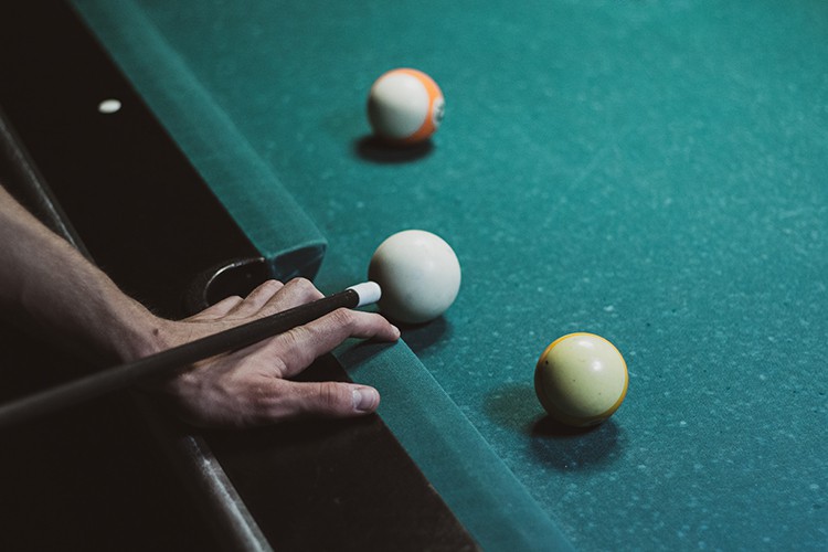 pool table with white marks